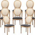 French Country Dining Chairs Set of 8, Gray Kitchen & Dining Room Chairs Set of 8, Rattan Dining Chairs, Cane Back, Wood Legs, Sillas De Comedor (Rattan, Grey, 8Pcs)