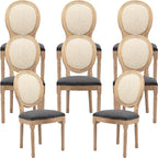 French Country Dining Chairs Set of 8, Gray Kitchen & Dining Room Chairs Set of 8, Rattan Dining Chairs, Cane Back, Wood Legs, Sillas De Comedor (Rattan, Grey, 8Pcs)