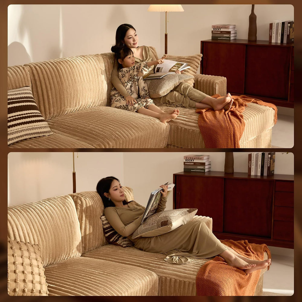 GOSUHI 139" U-Shaped Cloud Couch, Modular Sectional, Deep Seats, Camel |...