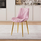 VECELO Dining Chairs Set of 2, Velvet Fabric & Metal Frame, Mordern Style for Kitchen, Living Room,Offcie, Pink