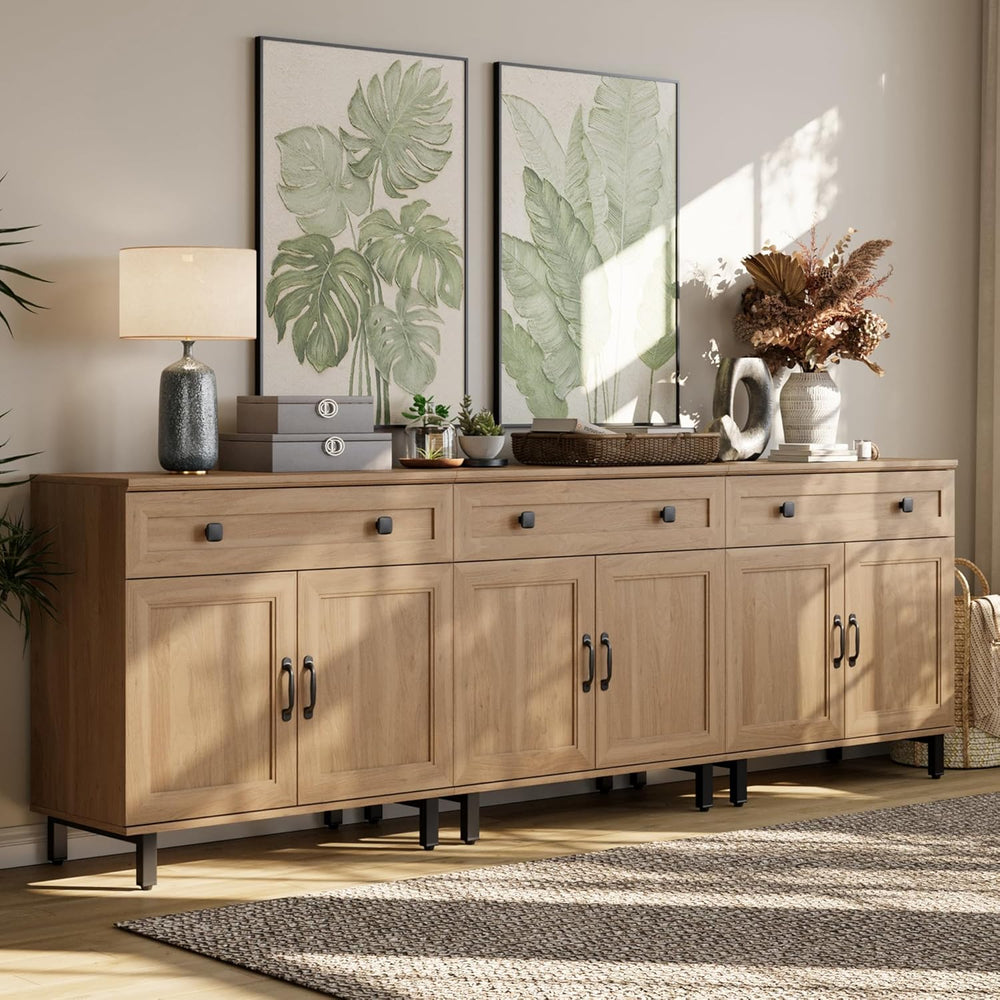 FENSULN Buffet Sideboard Cabinet Farmhouse 3 in 1 Modern Storage Cabinet with...
