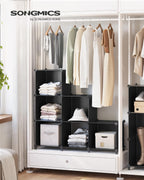 SONGMICS 6 Cube Storage Organizer, Modular Bookshelf, DIY Closet Organizers and Storage, Plastic Stackable Shelves, 14.6 x 13 x 13 Inch Cubes, with Feet and Rubber Mallet, Black ULPC206B01