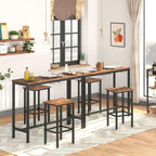 HOOBRO Bar Table Set, Pub Tables Bar Height with Stools Set of 2, Bar Chairs Under Counter Height Table for Small Spaces, Industrial Dining Table Sets for Kitchen, Living Room, Parties BF54BT01