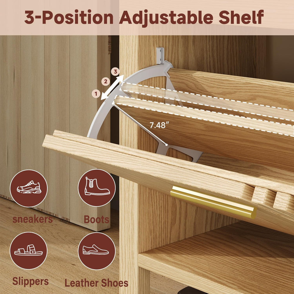 UNIQUITE Shoe Storage Bench with Flip Drawers, Padded Seat Cushion, 39.4&quot...