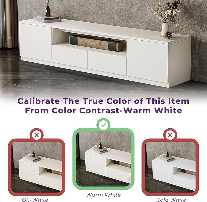 78.7" Modern TV Stand for 55/60/65/70/75/85 inch TV, White Media Console with Large Drawers Storage, Entertainment Center with Cable Management for Living Room Apartment (B-78'' TV Stand)