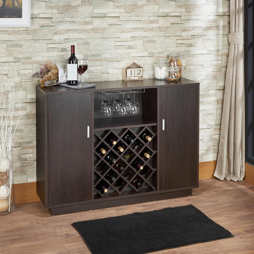 Mid-Century Retro Wine Cabinet, Storage Cupboard for Kitchen Living Dining Ro...