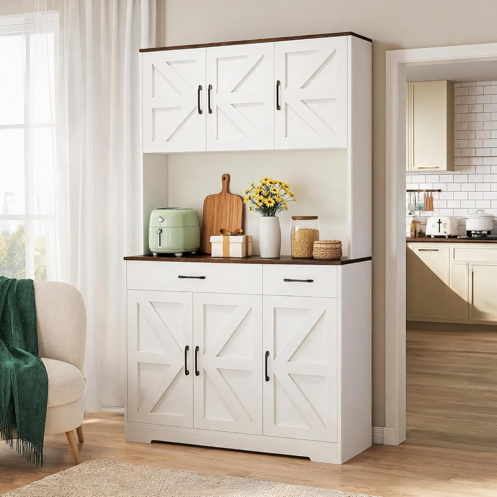 71" Kitchen Pantry Cabinet with Charging Station, Pantry Storage Cabinet...