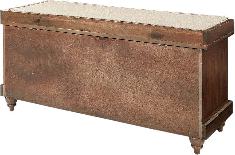 OSP Home Furnishings Dover Coastal Lift-Top Storage Bench with Shutter Face S...