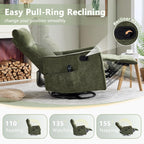 Swivel Rocker Glider Recliner Chair for Nursery and Small Spaces with Heated Massage Manual Rocking Recliner Sofa for Living Room Home Theater
