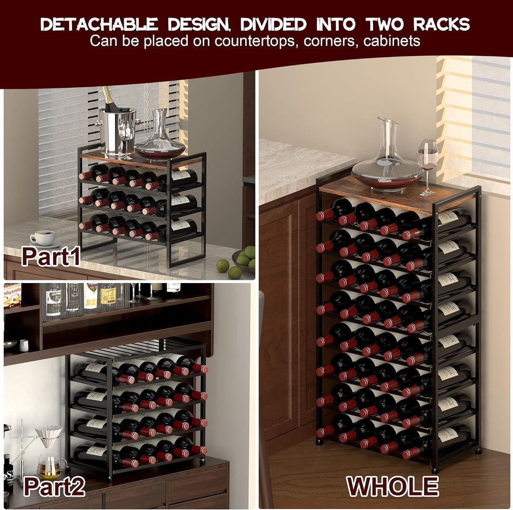 40 Bottle Wine Rack Freestanding Floor, 8-Tier Wine Storage Racks with Table ...