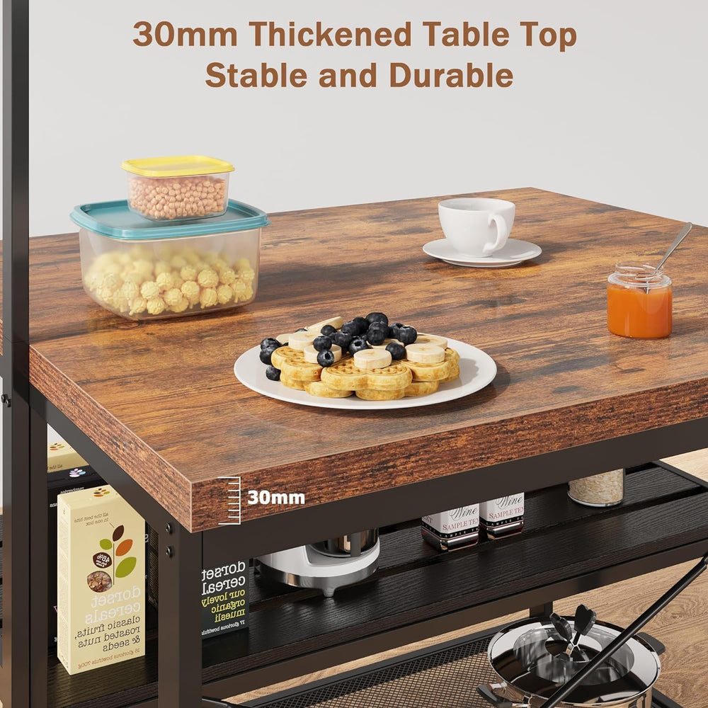 IDEALHOUSE 42" Kitchen Island with Storage & Seating - 3-Tier Bakers...