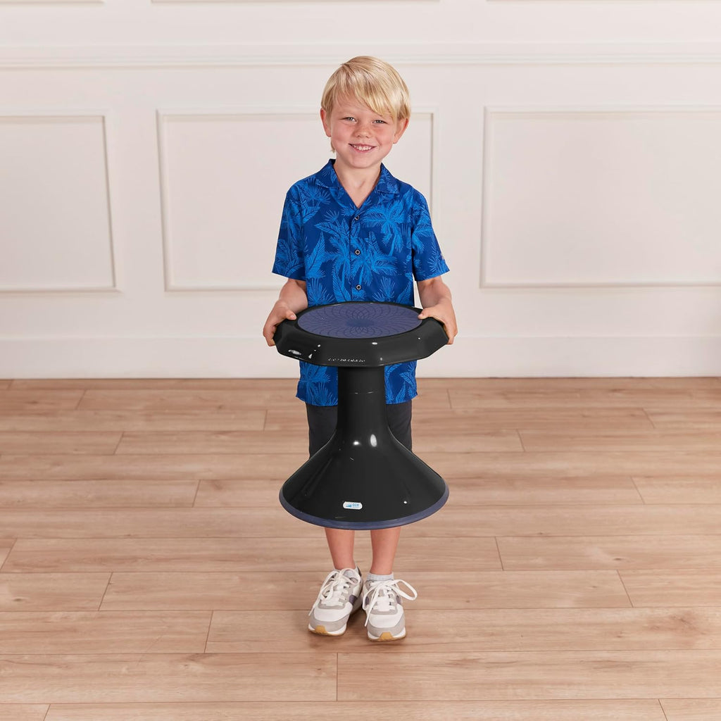 ECR4Kids ACE Active Core Engagement Wobble Stool, 15-Inch Seat Height, Flexible Seating, Black | Durable plastic, GREENGUARD Gold Certified, 7-9 years, 150 lb capacity, fully assembled, flexible seating for classroom use