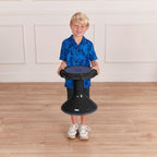 ECR4Kids ACE Active Core Engagement Wobble Stool, 15-Inch Seat Height, Flexible Seating, Black | Durable plastic, GREENGUARD Gold Certified, 7-9 years, 150 lb capacity, fully assembled, flexible seating for classroom use