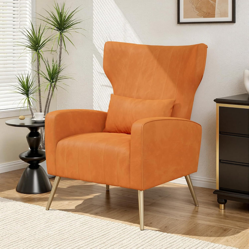 Luxanimarion Velvet Accent Chair Wingback for Living Room, High Back Arm Chai...