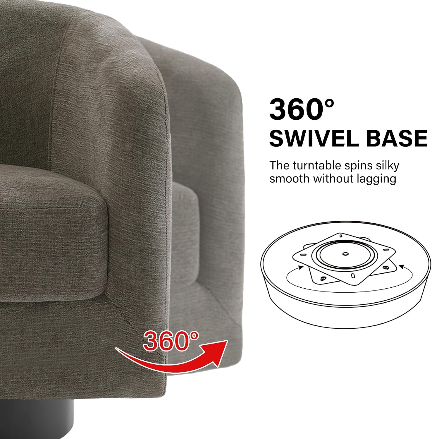 Swivel Barrel Accent Chair, Comfy Reading Armchair, Tan, Set of 4 | Low-Back Design | 360° Swivel | Solid Wood Frame | High-Density Foam Seat | Modern Round Style | For Living Room & Bedroom
