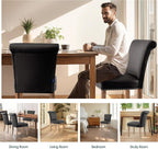 SyMax Dining Chairs Set of 4, Modern Faux Leather Parson Dining Room Chairs, High-End Kitchen Side Chairs with Nailhead Trim and Wood Legs, Chocolate, 4PCS