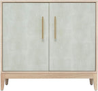 Sango Shagreen 2-Door Cabinet, Natural Finish Storage Cabinet with Faux Shagreen Texture, Brass Handle, Adjustable Shelf, Timeless Luxury Design, Versatile Furniture for Living Room or Dining Room
