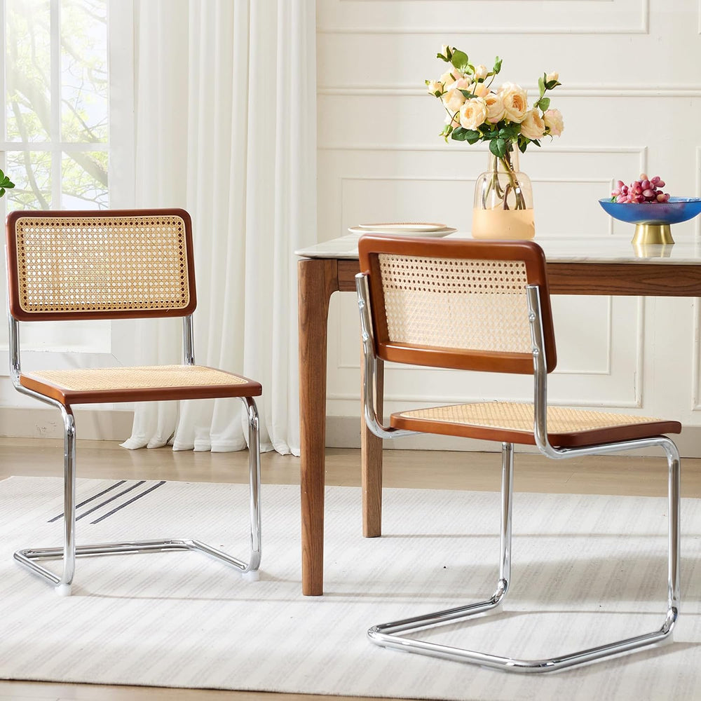 Flouki Rattan Dining Chairs Set of 2, Boho Accent Chairs for Kitchen Room wit...
