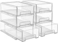 Sorbus Medium Clear Stackable Storage Drawers – 6-Pack Plastic Organizer Bins with Handles – Stackable Pull-Out Storage Drawers for Closet, Pantry, Office, Bathroom, Craft, and Toy Organization
