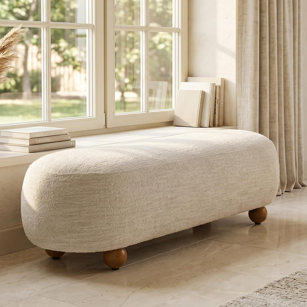 Hyfirm 54" End of Bed Bench, Upholstered Bedroom Ottoman Bench with Soli...
