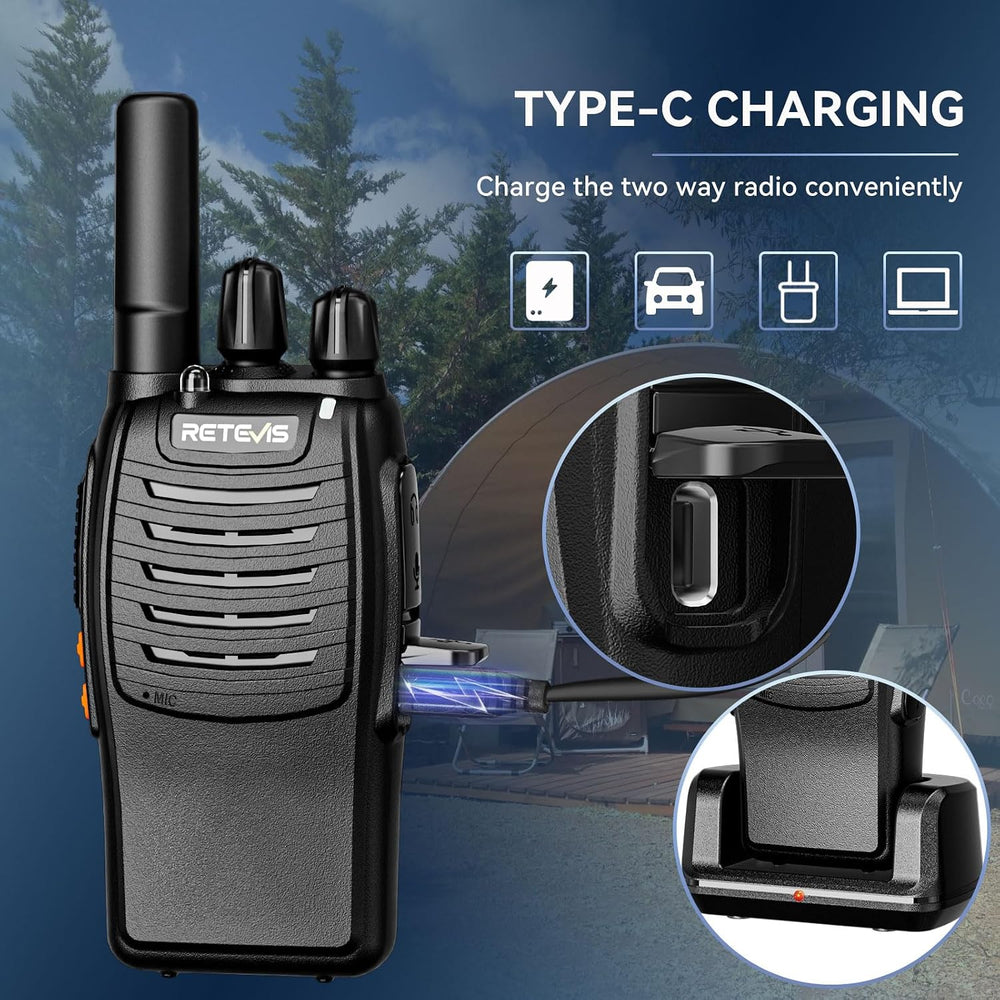 Retevis H-777 Rechargeable Walkie Talkies, Compact 2 Way Radio Flashlight
