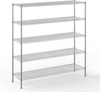 21" Deep x 72" Wide x 74" Height Wire Shelving Kit | 5-Tier | NSF Commercial Storage Rack Unit