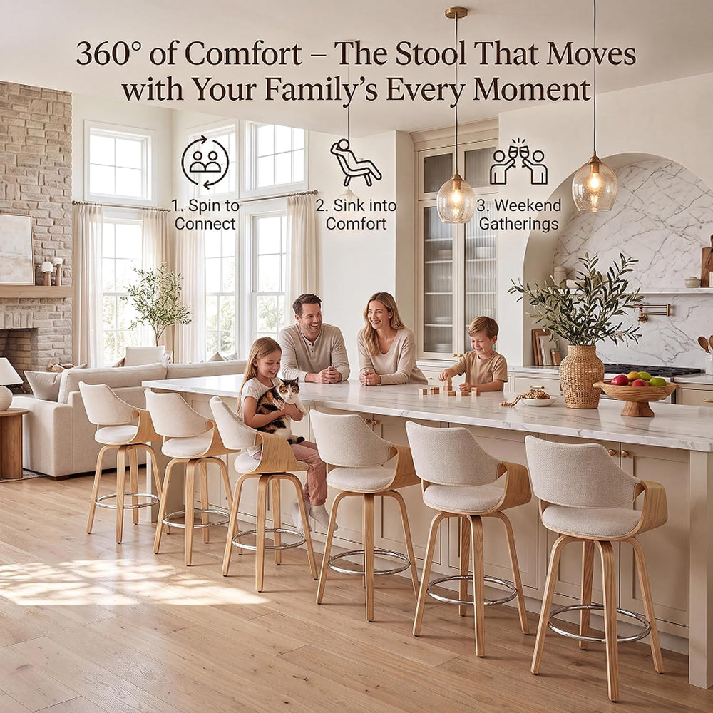 26'' Modern Barrel Swivel Counter Stools Counter Height Swivel Bar St...
