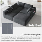 108" Cloud Couch Modular Sectional Sofa for Living Room,L Shaped Boneless Couch with Deep Seat Chaise,No Assembly Required Foam Sleeper Sofa for Apartments,Plush Corduroy Fabric, Dark Gray