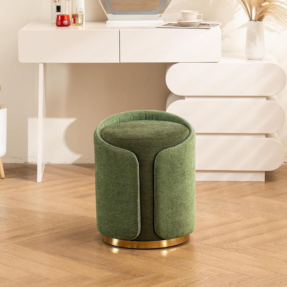 Swivel Vanity Stool with Gold Base Comfy Vanity Chair Modern Round Stool for ...
