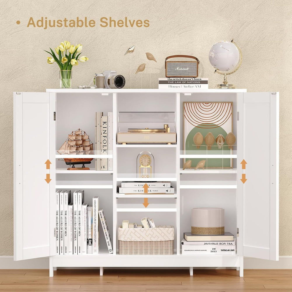 Iwell Storage Cabinet with 2 Doors and 4 Storage Shelves, Buffet Cabinet, Bat...