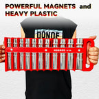 Magnetic Socket Holder Set with Handle, Portable Socket Organizer, Heavy Duty Socket Racks 1/2" Drive Holders Hold 22 standard Sockets for Tool Box (Red, 1/2" Drive)