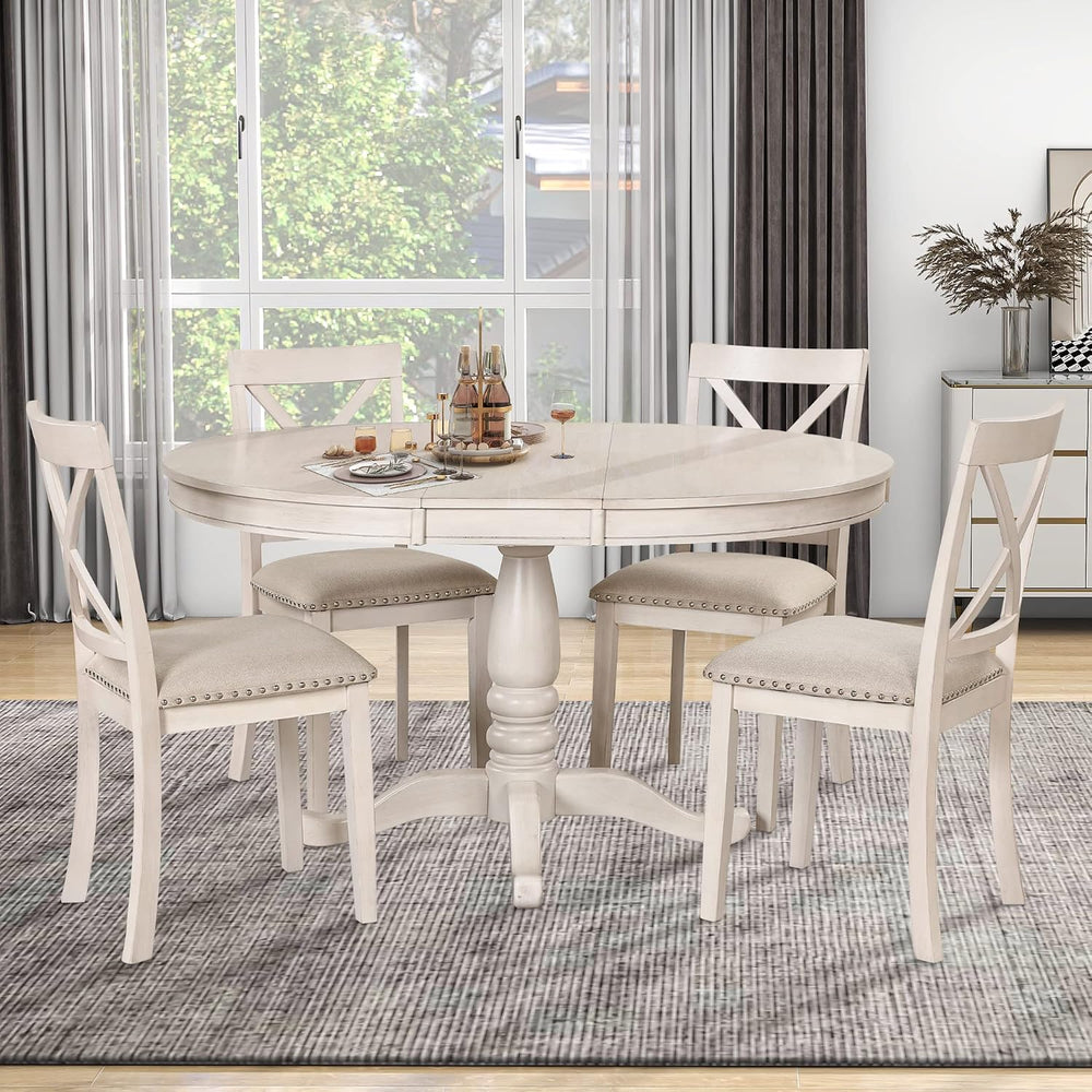 Harper & Bright Designs Modern Dining Table Set for 4,Round Table and 4 K...