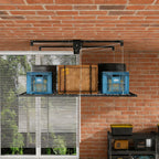 4x8 FT Overhead Garage Storage Rack for High Ceilings 10-12 FT, 350Lbs Heavy-duty Steel Garage Ceiling Rack with Safety Lock, Ideal for Overhead Storage Mounted Lift System and Garage Organizer