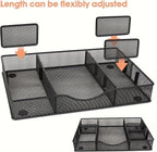 Desk Drawer Organizer Tray, Metal Mesh Drawer Organizers Office, 6 Adjustable Compartment, Desk Organizer Tray for Home Office 12.87L x 8.73D x 1.96H inch, Black, 1PC Medium
