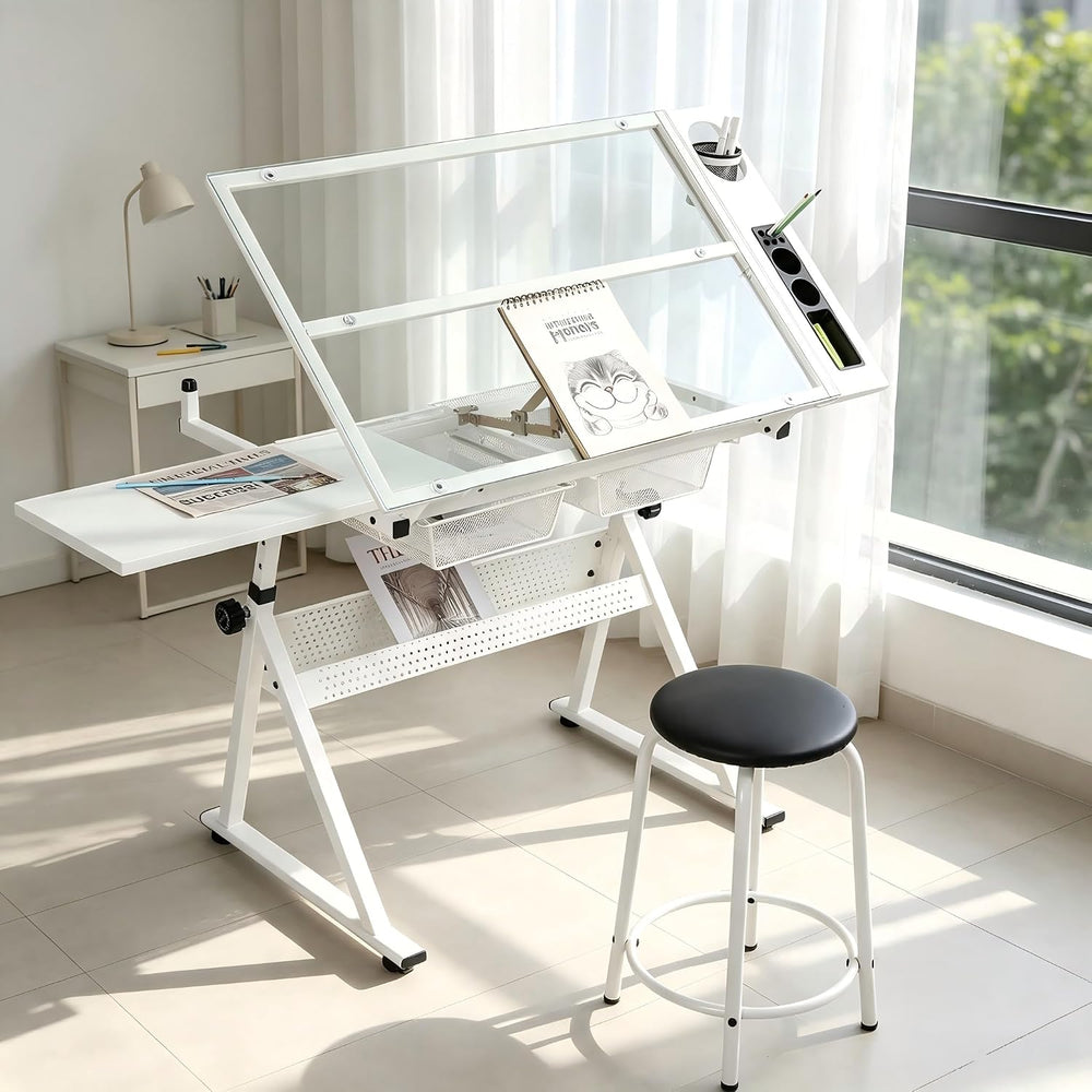 Garvee Drafting Table w/Stool, Height Adjustable Drawing Table