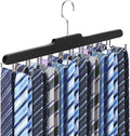 Tie Rack Hanger for Closet Fitnice Upgraded Non Slip Tie Holder Organizer Space Saving with 20 Foldable Hooks Wooden Belt Hanger for Tank Tops Bras Cami Scarves,Black