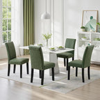 VECELO Upholstered Dining Chairs Set of 4, Modern PU Leather and Solid Wood Legs & High Back for Kitchen/Living Room- Green