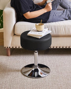 IBUYKE Height Adjustable 360°Swivel Vanity Stool Chair, Black WBD025B | Tufted Round Makeup Room Faux Leather Bathroom Living Room Modern Ottoman