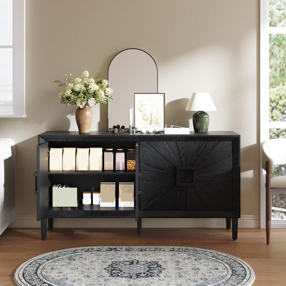 Farmhouse Storage Cabinet, Heavy-Duty TV Stand with Adjustable Shelves, Pantr...