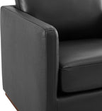 CHITA Genuine Leather Swivel Chair, Wood Frame, Fully Assembled, Black | Leather Arm Chair with 360° Swivel Solid Wood Base, Mid Century Modern Living Room Chair, 33"Dx30"Wx33"H, 300 Lb Capacity