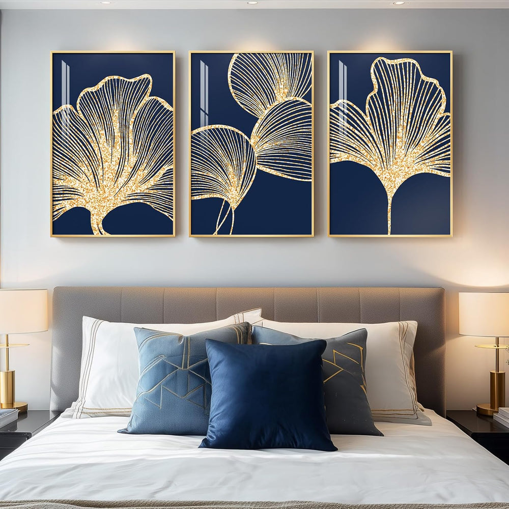 Large Framed Modern Luxury Wall Art for Living Room, 3 Piece 24x36 In