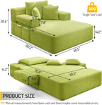 48.5" Boneless Chaise Lounge Chair Sofa Bed Indoor with Zip-Down Convertible Armrests & Backrest, Oversized Cloud Upholstered Compression Sleeper Couch Reading Chairs w/Side Pockets