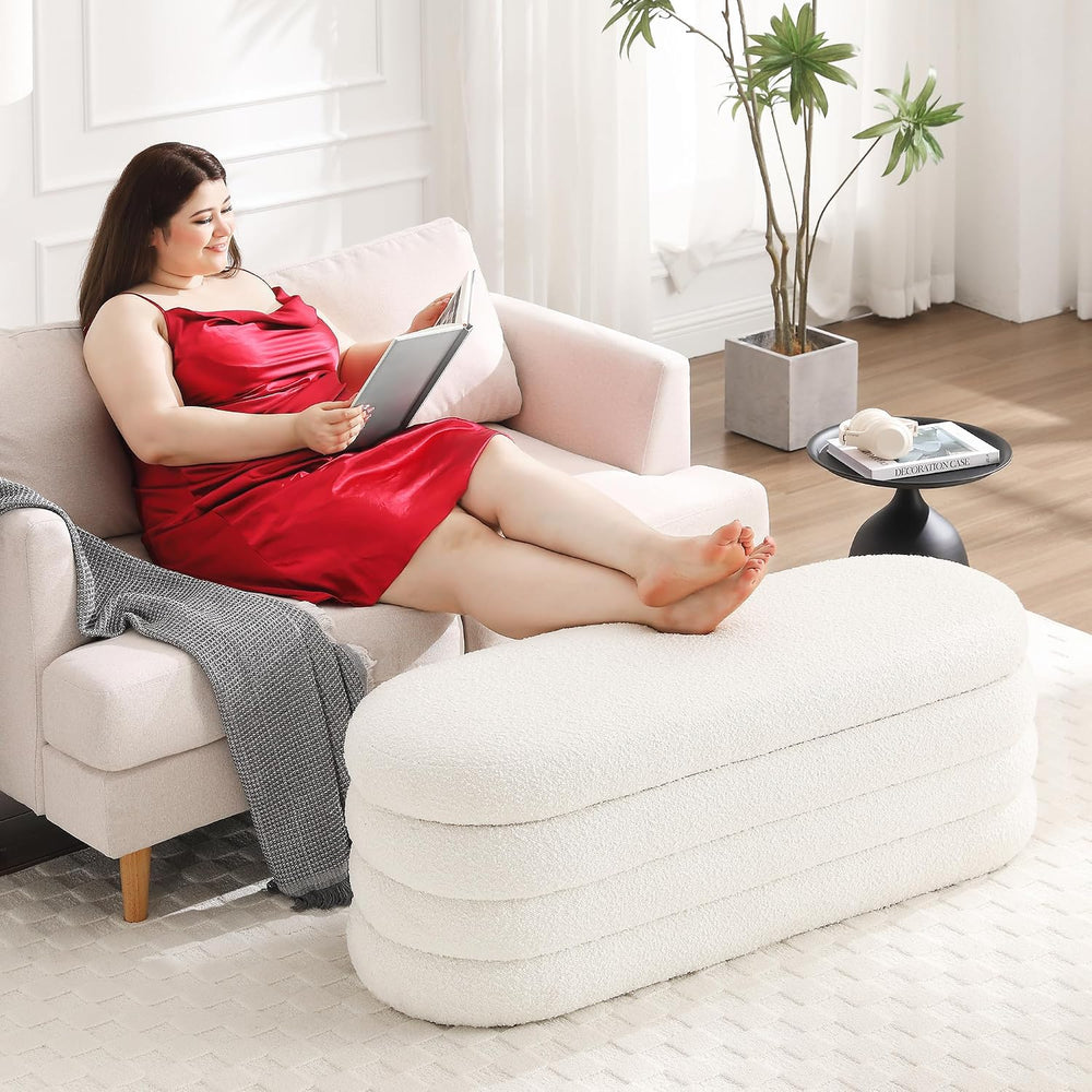 Busaurus Storage Ottoman Bench 49.2 Inch Upholstered Fabric Storage Bench for...