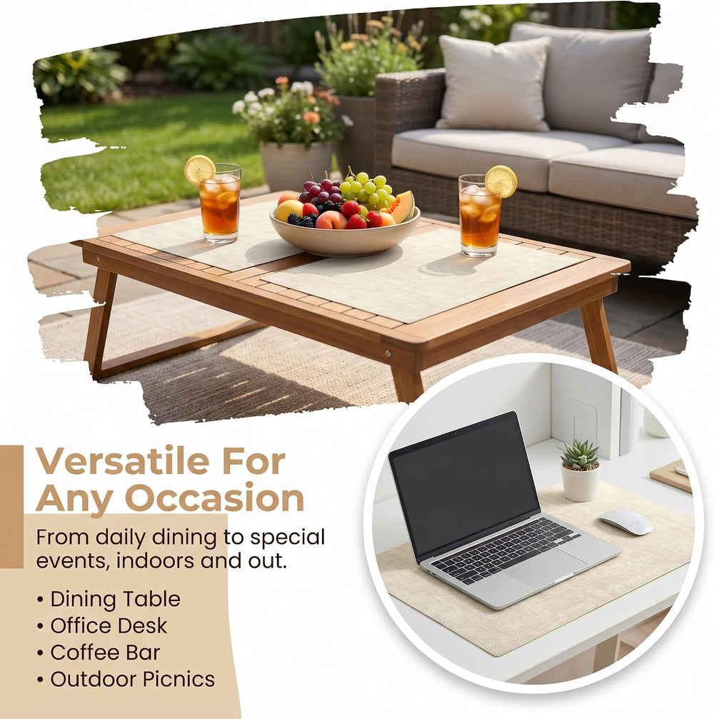 Faux Leather Placemats Set of 6, 12 X 17 Inch - Vinyl Heat Resistant Place Ma...