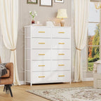 DWVO 10 Drawers Dresser, Fabric Dresser, Fabric Storage Tower, Organizer Unit for Living Room, Hallway, Closets