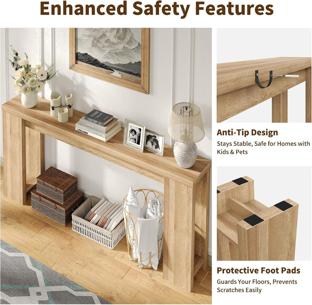 FUSOU 70.9'' Long Console Table, Sofa Table Behind The Couch, Farmhou...