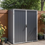 Patiowell Plastic Outdoor Storage Shed, 5 x 3 FT Patio Outdoor Storage Cabinet with Stable Roof & Lockable Doors, Waterproof Resin Shed for Tools, Patio Furnitrue Accessories, Dark Gray