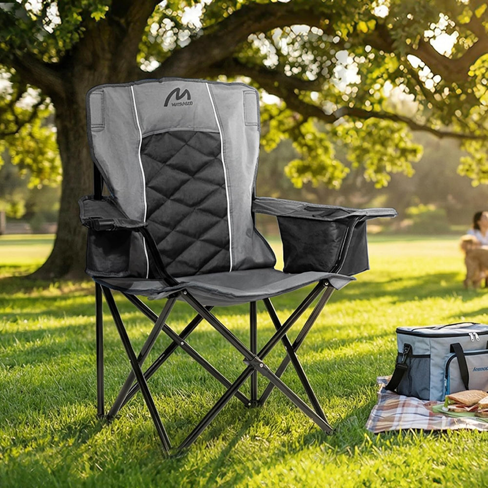 Oversized Padded Camping Chair, Heavy Duty Steel Frame, 450 lb Capacity, Fold...