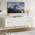 SICOTAS 62 Inch TV Stand for 55/60/65/70 Inch TV - TV Stands for Living Room Entertainment Center with 4 Drawers, Fluted Modern TV Media Console Television Cabinet for Bedroom (White,1 Piece)