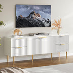 SICOTAS 62 Inch TV Stand for 55/60/65/70 Inch TV - TV Stands for Living Room Entertainment Center with 4 Drawers, Fluted Modern TV Media Console Television Cabinet for Bedroom (White,1 Piece)